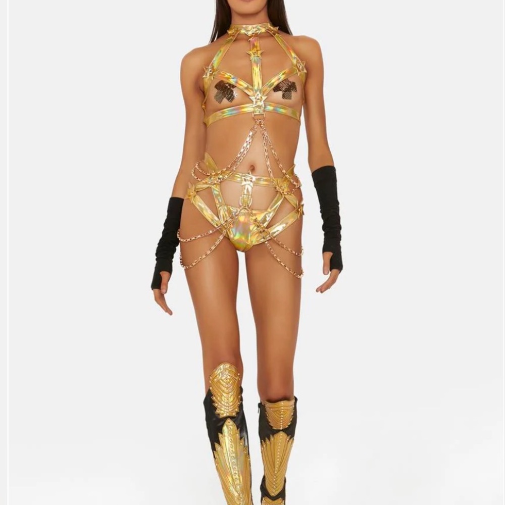 Gold goddess rave outfit